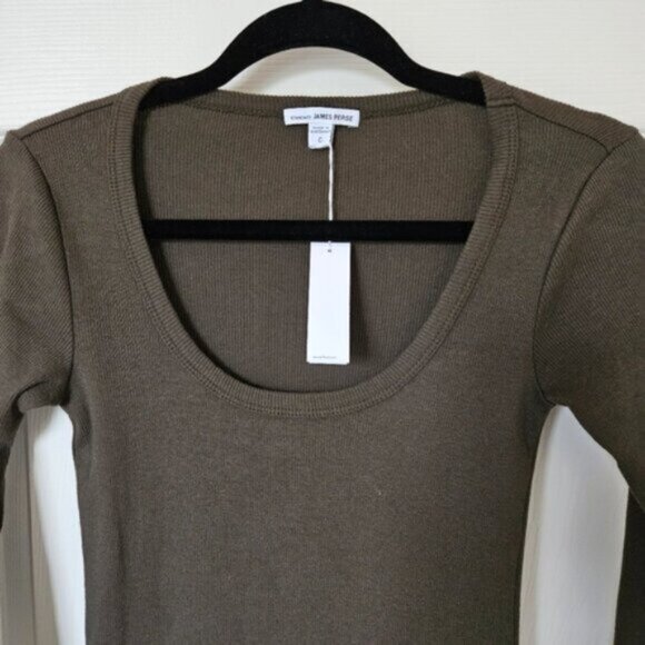 STANDARD James Perse Ribbed Midi Dress Green - Picture 3 of 8